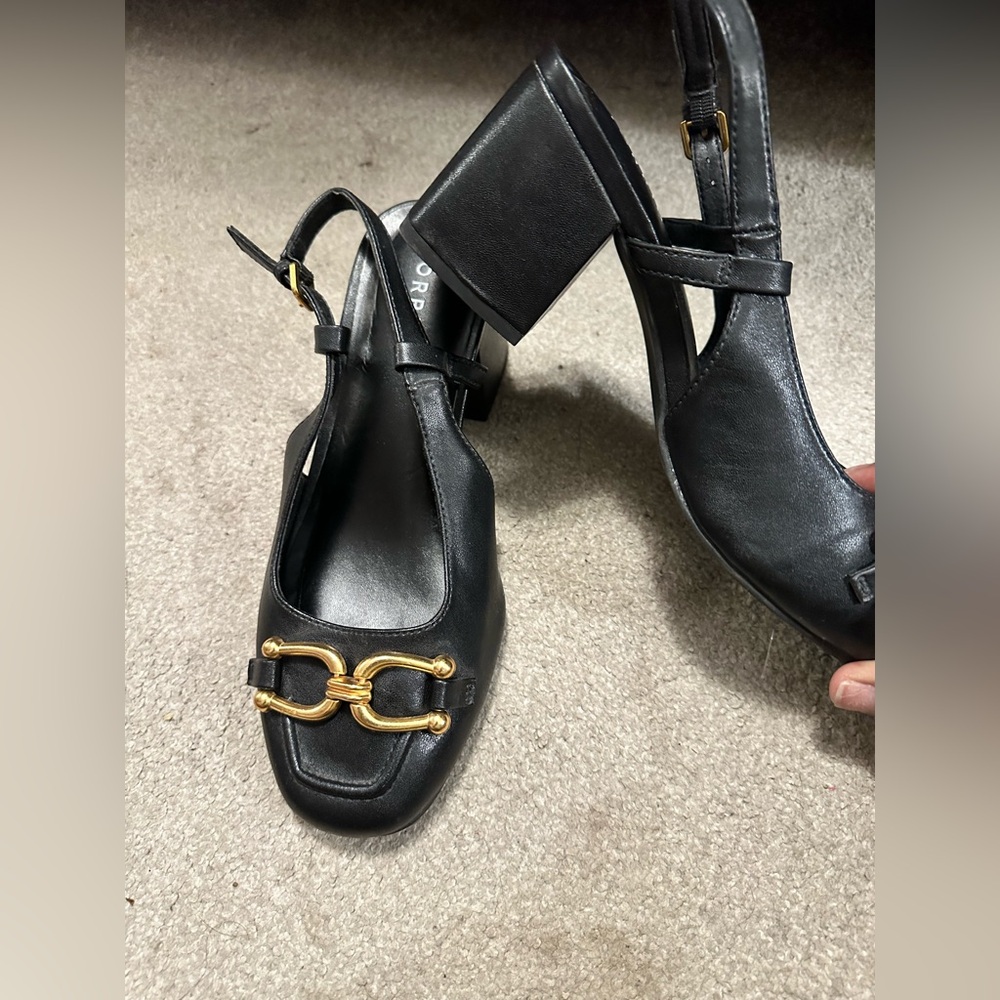 Torrid Women’s Black Heel Slingback Pump with Gold Hardware